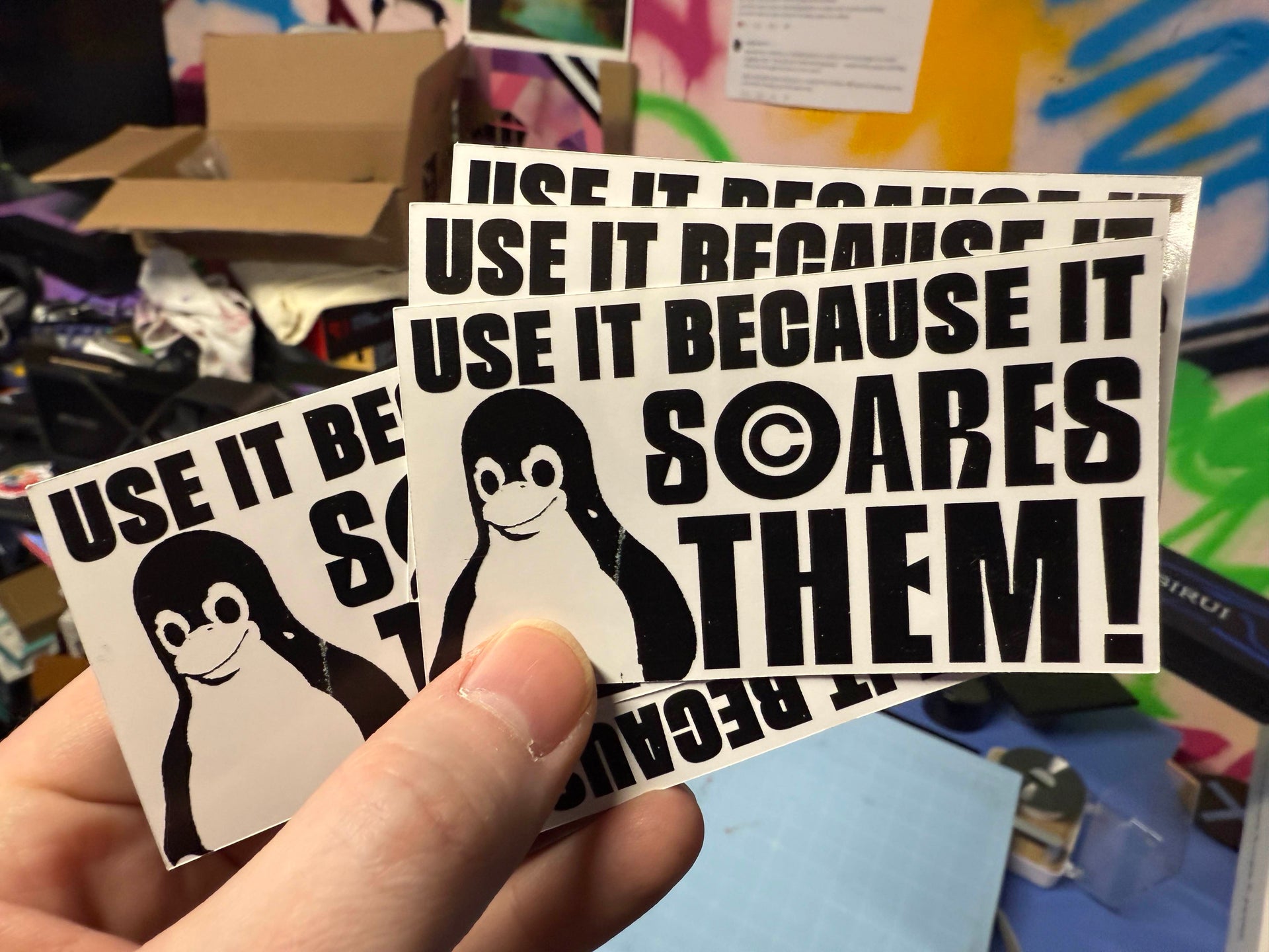 "Use it / Scare Them" Linux Sticker 3.5" x 2"