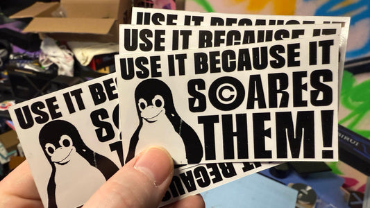 "Use it / Scare Them" Linux Sticker 3.5" x 2"